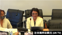 2022年7月7日联合国人权事务委员会审议中国香港政府对《公民和政治权利国际公约》的执行情况（联合国网站截图）