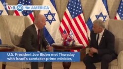 VOA60 America- U.S. President Joe Biden met Thursday with Israel's caretaker prime minister, Yair Lapid