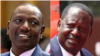 File: Top Kenya contenders Willian Ruto (L)and Raila Odinga (R). Taken 8.6.2022