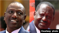 FILE: Kenya presidential election contenders Willian Ruto (left) and Raila Odinga (right). Taken 8.6.2022