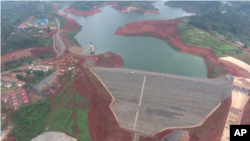 Screenshot from AP Video showing the Karimenu II Dam Water Supply Project in Gatundu North, Kiambu County of Kenya, taken August 2, 2022. 