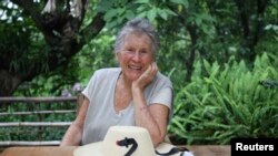 FILE: British-born Diana Kennedy smiles as she poses for a picture at her house in the city of Zitacuaro in the western state of Michoacan, Sept. 12, 2008.