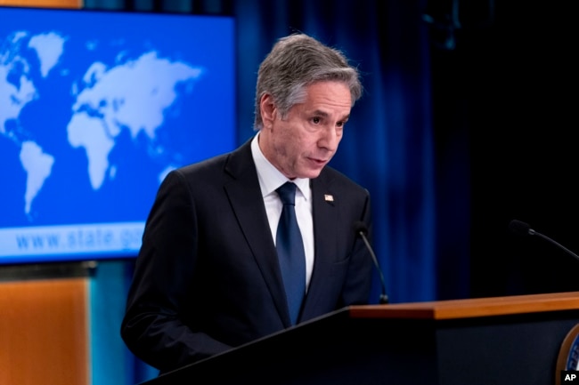 Secretary of State Antony Blinken speaks at a news conference at the State Department in Washington, July 27, 2022. The Biden administration has offered a deal to Russia aimed at bringing home WNBA star Brittney Griner and another jailed American, Paul Whelan. (AP Photo/Andrew Harnik)