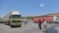 A convoy transporting humanitarian aid crosses into Syria from Turkey through the Bab al-Hawa border crossing on July 8, 2022. 