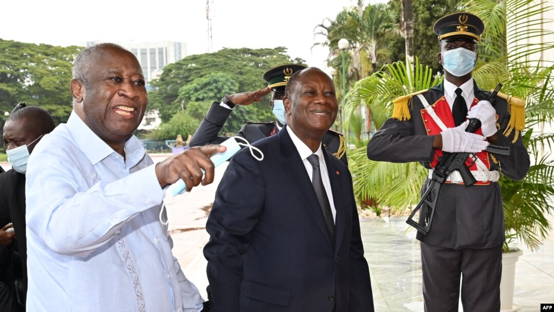 Alassane Ouattara kumwe na Laurent Gbabo 