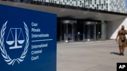 FILE - A view of the exterior view of the International Criminal Court in The Hague, Netherlands, March 31, 2021. 