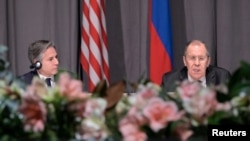 FILE: U.S. Secretary of State Antony Blinken and Russian Foreign Minister at an OSCE meeting in Stockholm. Taken 12.2.2021
