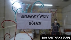 FILE: A health worker walks inside an isolation ward built as a precautionary measure for the monkeypox patients at a civil hospital in Ahmedabad. 7.25.2022