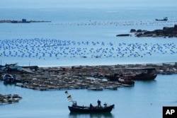 Sebuah perahu bergerak di titik terdekat daratan China ke pulau Taiwan, di Pingtan di Provinsi Fujian, China tenggara, 5 Agustus 2022. (Foto: AP)