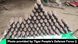 This photo by the Tiger People's Defense Force shows some of the homemade weapons the group is using.