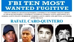 تصویری از اعلامیه اف.بی‌.‌آی که رافائل کارو کینترو را در لیست مجرمان فراری طبقه‌بندی کرده است