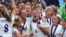 England players celebrate after the Women's Euro 2022 final soccer match between England and Germany, at Wembley stadium in London, July 31, 2022.
