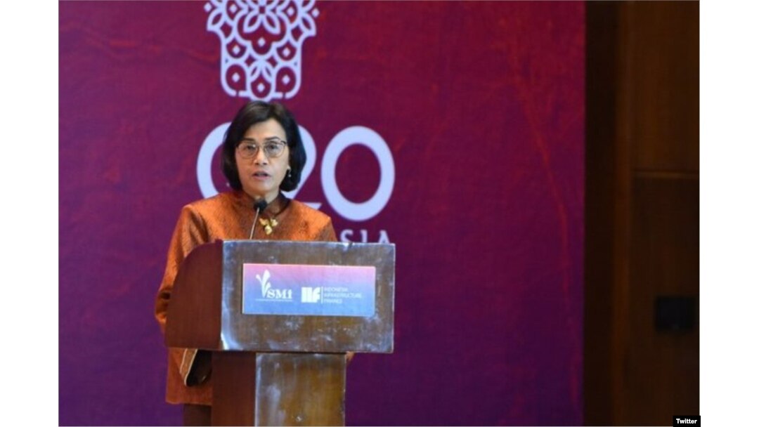 Menteri Keuangan RI Sri Mulyani dalam pertemuan para menteri keuangan dunia G20 di Bali, 14 Juli 2022. (Twitter/KemenkeuRI)