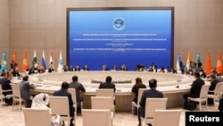 A view of a session of the Foreign Ministers Council of the Shanghai Cooperation Organization in Tashkent, Uzbekistan, July 29, 2022. (Russian Foreign Ministry/Reuters)