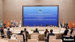 FILE- A session of the Foreign Ministers Council of the Shanghai Cooperation Organization in Tashkent, Uzbekistan July 29, 2022.