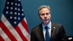 FILE: Secretary of State Antony Blinken speaks during a visit to the Office of Director of National Intelligence in McLean, Va., Monday, July 18, 2022. (Saul Loeb/Pool via AP)