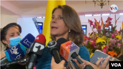 Marta Lucía Ramírez, vicepresidenta y canciller de Colombia, durante una conferencia de prensa, el 27 de julio de 2022. [Foto: VOA / Karen Sánchez]
