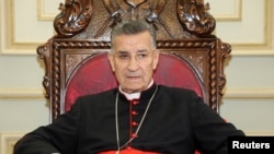 FILE - Maronite Patriarch Bechara Boutros al-Rai is pictured during a meeting in Bkerke, Lebanon, Oct. 30, 2021.