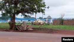 An armoured personnel carrier is seen at the main military base after heavy gunfire was heard early on Friday, in Kati, outside the capital Bamako, Mali, July 22, 2022.