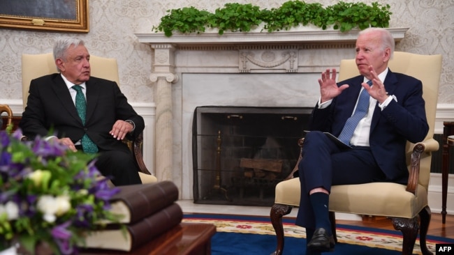 President Joe Biden in a meeting with his Mexican counterpart, Lopez Obrador