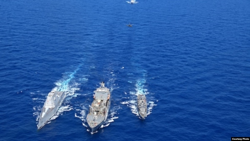 资料图：多国海军参与2022年环太平洋军事演习(RIMPAC 2022)。(photo:VOA)