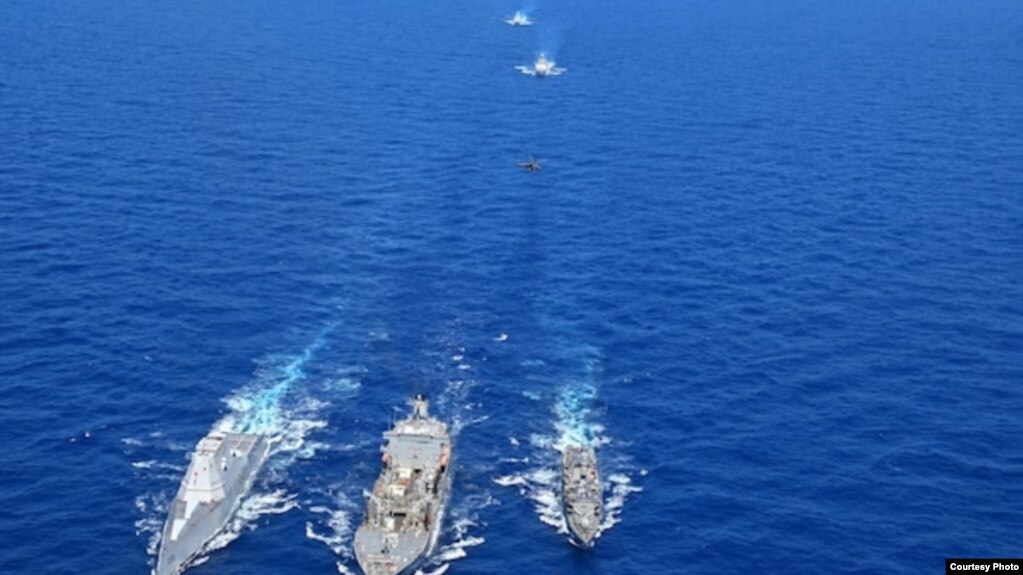 参加“环太军演”的多国军舰。（美国国防部国防视觉讯息传播服务提供）(photo:VOA)