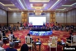 A general view of the ASEAN Regional Forum during the ASEAN Foreign Ministers Meeting in Phnom Penh, Cambodia, Aug. 5, 2022.