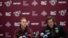 Kapten Daly Cherry-Evans dan Pelatih Des Hasler dalam konferensi pers Manly Warringah Sea Eagles di Sydney, Australia, 26 Juli 2022. (AAP Image/Flavio Brancaleone via REUTERS)