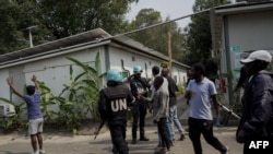 FILE: DRC protesters are seen inside the United Nations Mission for the Stabilization of Congo (MONUSCO) Headquarters in Goma, DRC. Taken 7.25.2022