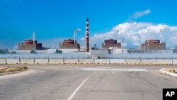 FILE: Russian-issued image of the Zaporizhzhia Nuclear Power Station in territory under Russian military control, southeastern Ukraine. Taken 8.7.2022