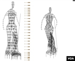 북한이 베냉 코토누에 건설 중인 대형 동상의 도면을 입체화(3D)한 모습.