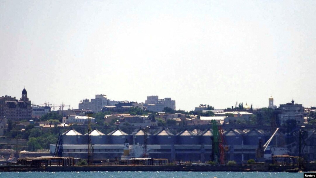 A grain terminal is seen after a Russian missile strike in a sea port of Odesa, as Russia's attack on Ukraine continues, Ukraine, July 23, 2022. 