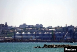 A grain terminal is seen after a Russian missile strike in a sea port of Odesa, Ukraine, as Russia's attacks on its neighbor continue, July 23, 2022.