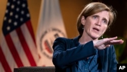 USAID Administrator Samantha Power is interviewed by the Associated Press, Aug. 4, 2022, at USAID Headquarters in Washington.