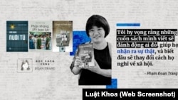 Nhà báo bất đồng chính kiến Phạm Đoan Trang, hiện đang thụ án tù ở Việt Nam, vừa được Ủy ban Bảo vệ Ký giả (CPJ) ở Mỹ trao Giải thưởng Tự do Báo chí Quốc tế 2022. (Minh họa: Luật Khoa)