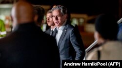 FILE - US Secretary of State Antony Blinken arrives at Lanseria International Airport in Johannesburg on August 7, 2022. 