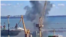 The moment the Russian missile struck the port in Odesa today