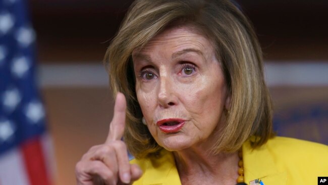 FILE - Speaker of the House Nancy Pelosi, D-Calif., talks with reporters in Washington on July 21, 2022. (AP Photo/J. Scott Applewhite, File)