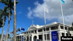 太平洋岛国论坛斐济会场外景。（路透社）