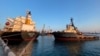 The Panama-flagged bulk carrier Navi-star is seen in the sea port in Odesa, Ukraine, after restarting grain export, Aug. 5, 2022.