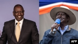 FILE: William Ruto (L)and Raila Odinga (R), top contenders in Kenya August 9 election