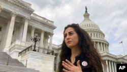 Lina Abu Akleh, niece of slain Al Jazeera journalist Shireen Abu Akleh, speaks to the Associated Press at the U.S. Capitol, July 27, 2022.