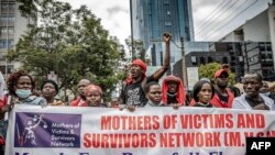 FILE: Protesters chant slogans while marching to demand peaceful elections and justice for victims of post-election violence in Nairobi. Taken 6.23.2022