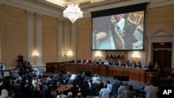 A video of Rep. Pramila Jayapal is shown on a screen as the House select committee investigating the Jan. 6 attack on the US Capitol holds a hearing at the Capitol, July 21, 2022.