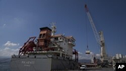 El carguero Polarnet llega al puerto de Derince en el Golfo de Izmit, Turquía, el lunes 8 de agosto de 2022.