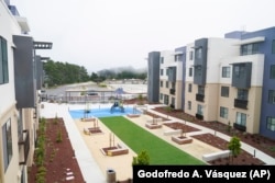 A view from the third floor of a new housing complex for teachers and education staff in Daly City, California, July 8, 2022. (AP Photo/Godofredo A. Vásquez)