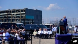 President Joe Biden speaks about climate change and clean energy at Brayton Power Station, July 20, 2022, in Somerset, Mass. 