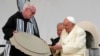 Pope Francis meets young people and elders at Nakasuk Elementary School Square in Iqaluit, Canada, July 29, 2022. The pope was at the capital of Nunavut to meet with Inuit Indigenous people, including survivors of residential schools, on his final day in Canada.