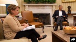 Lisa Monaco (à g.) et le président Barack Obama à la Maison Blanche (AP)