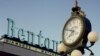 Globes on Benton’s Jewelers’ clock give it an old-fashioned look. (Carol M. Highsmith)